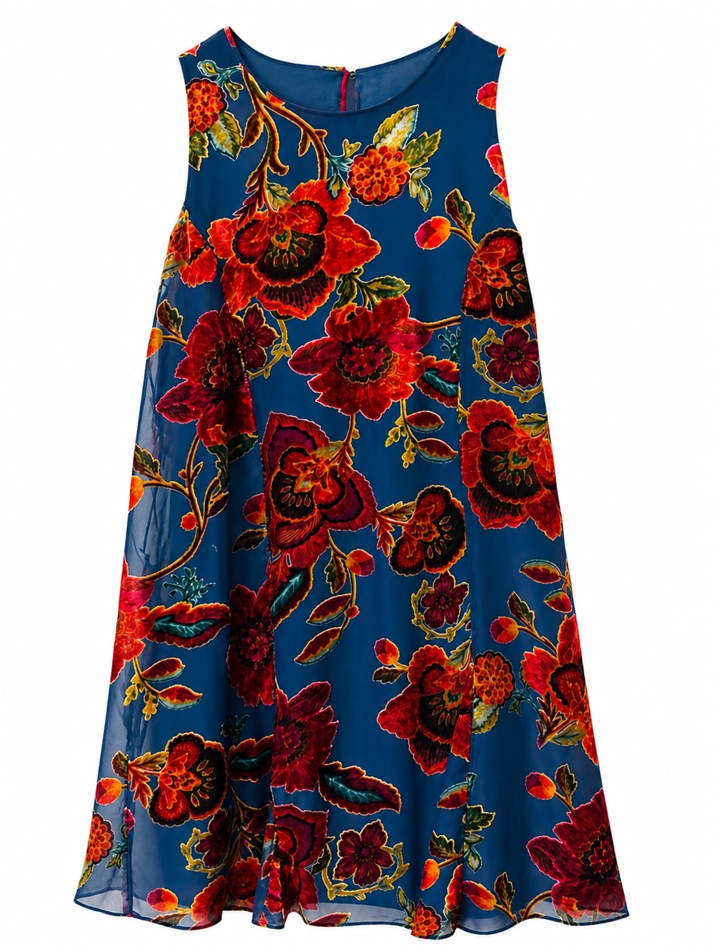 Xhilaration Women M Teal Blue Floral Shift Dress Whimsigoth Romantic Y2K
